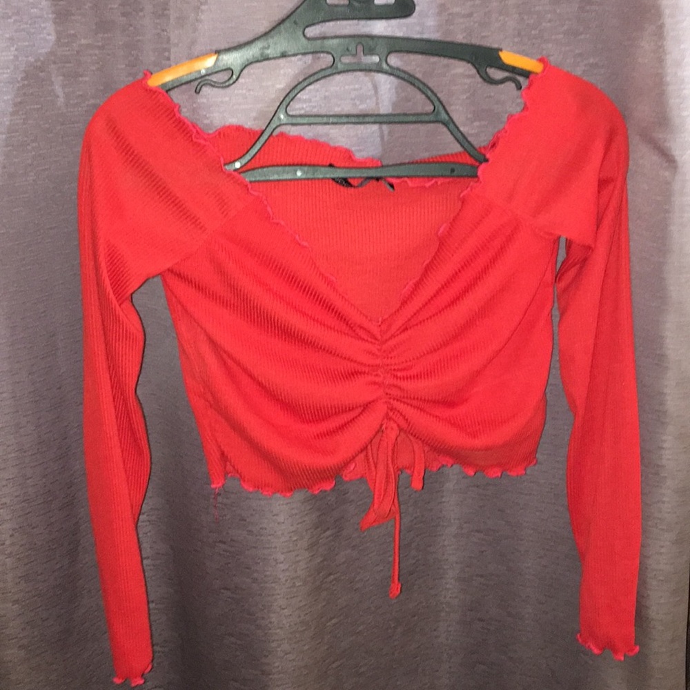 Red Off the Shoulder Crop Top